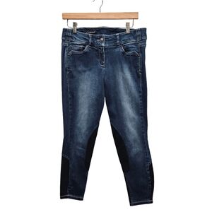 Ariat Womens Equestrian Horse Riding Breeches Denim Jeans Suede Patches Size 28R